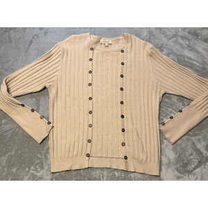 Women's Sweater/Top Long Sleeve Classic Preppy Ribbed Tan Beige Sz XXL